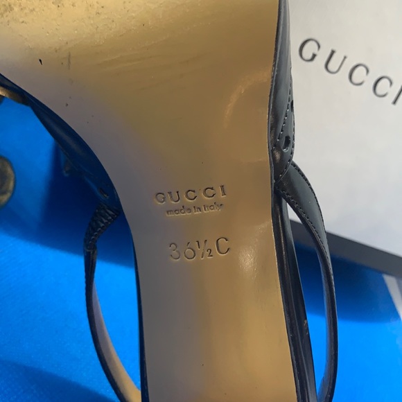 Gucci gorgeous black leather open toe mules/ sandals heels size 36.5 C - Picture 6 of 8